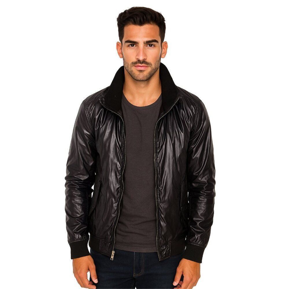Vintage Diesel Moto Bomber Nylon Windbreaker Mens Black Jacket